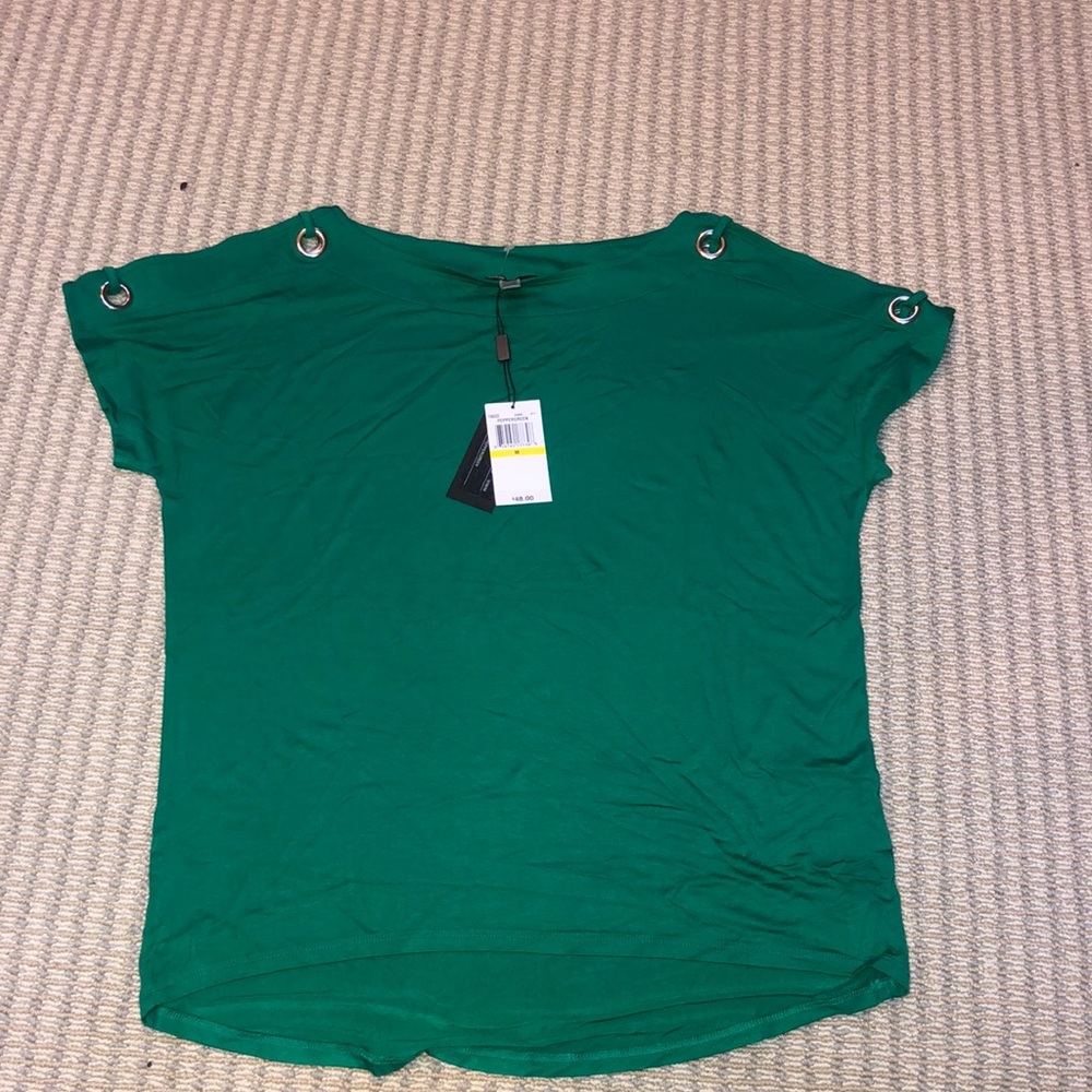 NWT Cable and Gauge split shoulder short sleeved jersey top Sz M